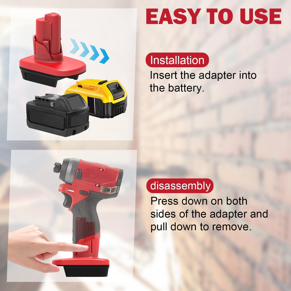 Generic DM18M12 adapter step 2 installation into Milwaukee M12 tool.