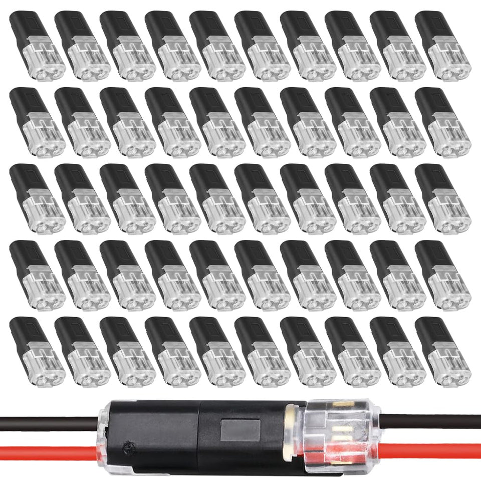 Generic double-wire plug-in connector with locking buckle for quick, tool-free wiring