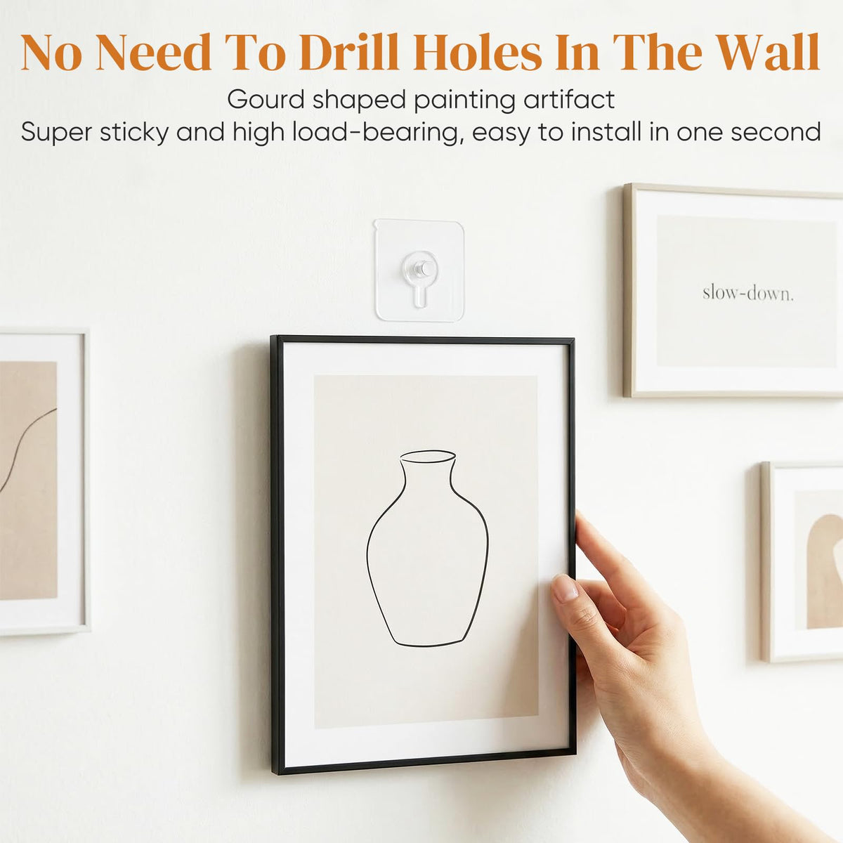 Generic drill-free adhesive hook being applied to a smooth tile surface.
