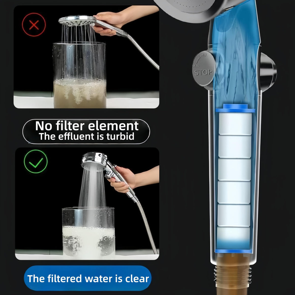 Generic Drivese filtration reduces rust and sediment for clearer shower water.