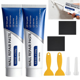Generic drywall repair kit contents show two tubes and tools for quick home fixes