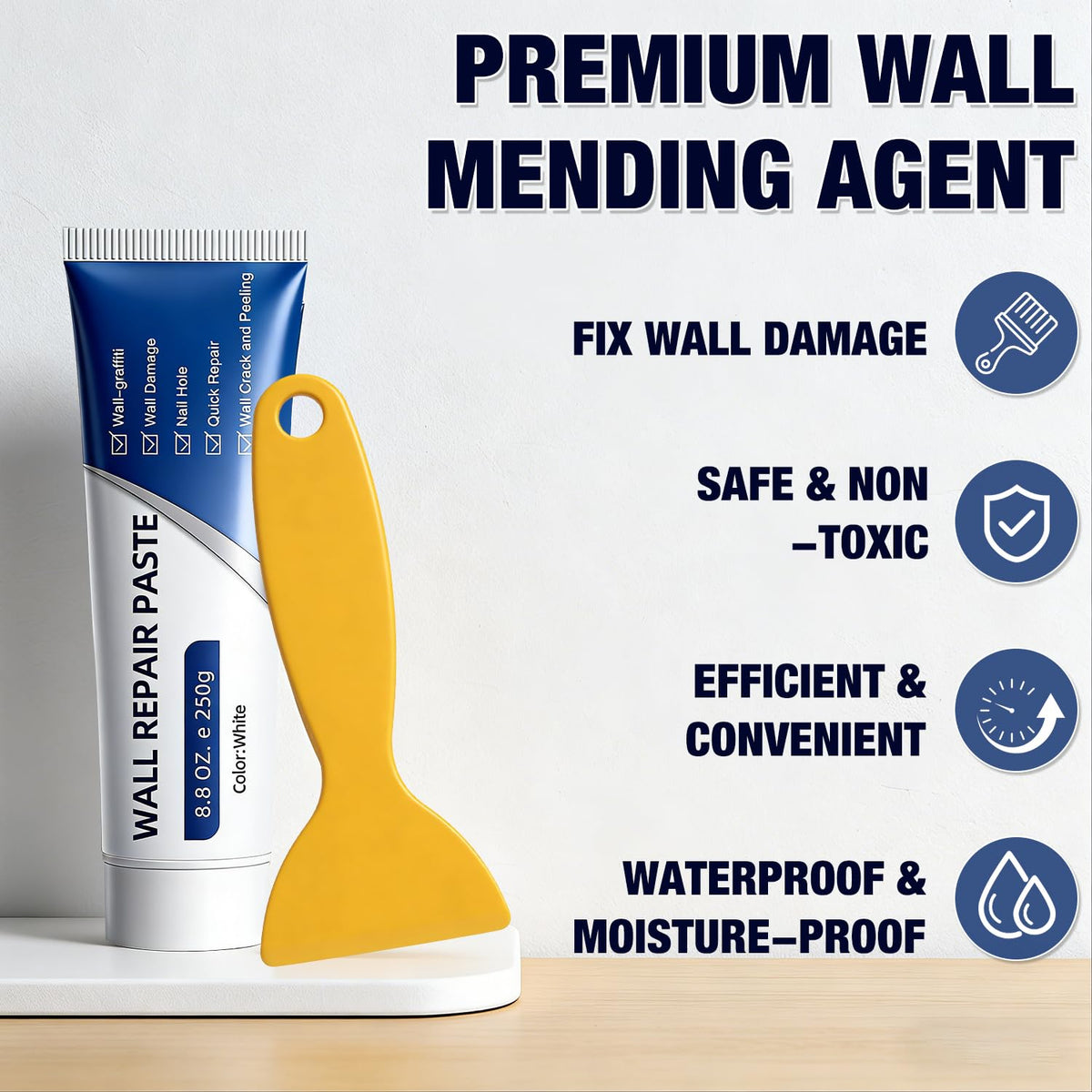 Generic drywall repair kit paint-ready finish after patching cracks and holes