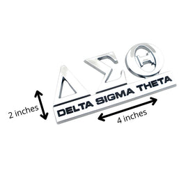 Generic DST silver Greek letters decal on glass or metal, elegant display.