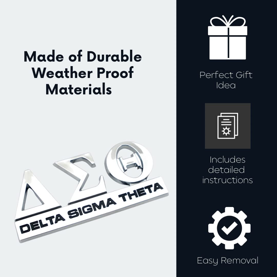 Generic DST 3D silver decal on laptops or cars; weatherproof design.