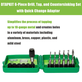 Generic DTAPKIT covers sizes 6-32 to 1/4-20 for versatile threading.