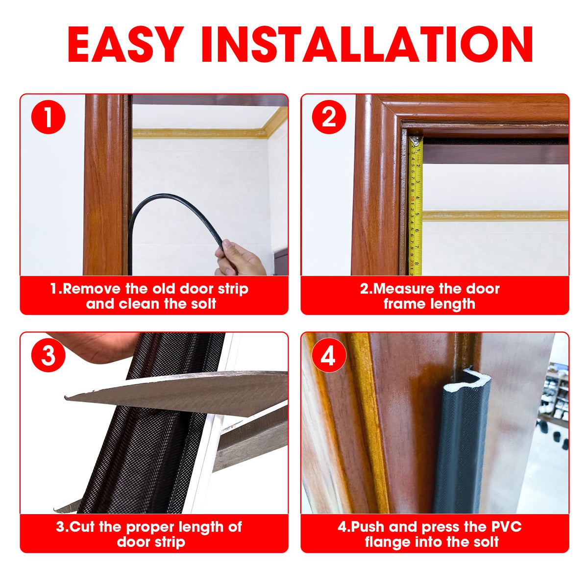 Generic easy-install door weatherstripping with secure fit