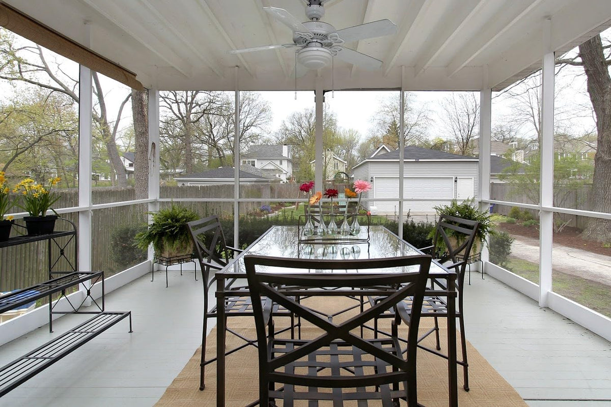 Charcoal color Generic fiberglass screen roll blends with exterior décor.