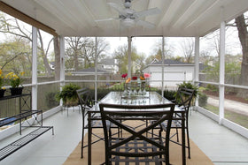 Charcoal color Generic fiberglass screen roll blends with exterior décor.