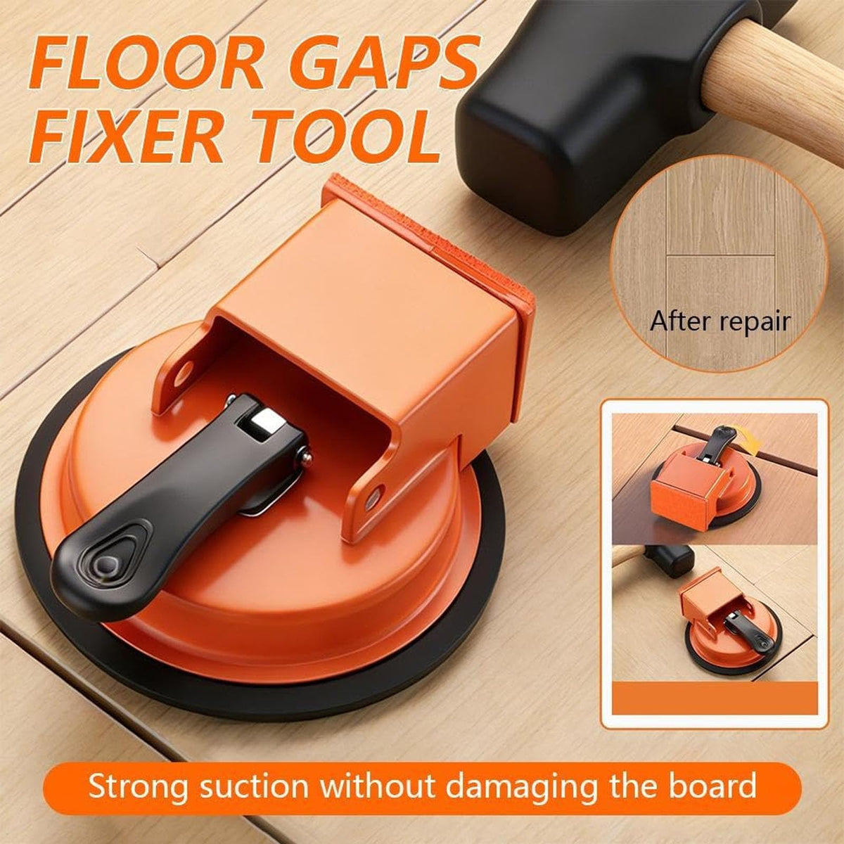 Generic floor gap fixer tool side view highlighting the handle for precise placement