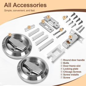 Generic flush door knob hidden center entry for seamless interior doors.