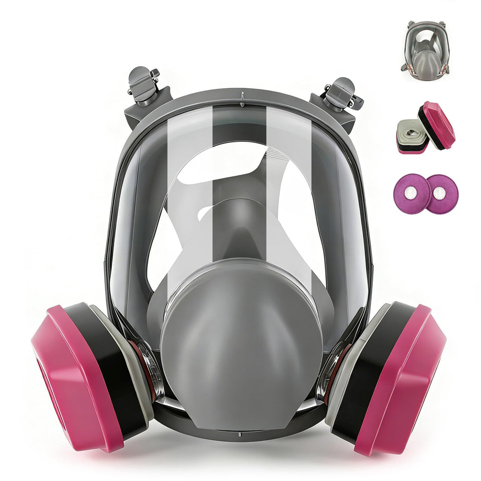 Generic full-face mask in painting setup offering comfortable, protective air while you finish projects.