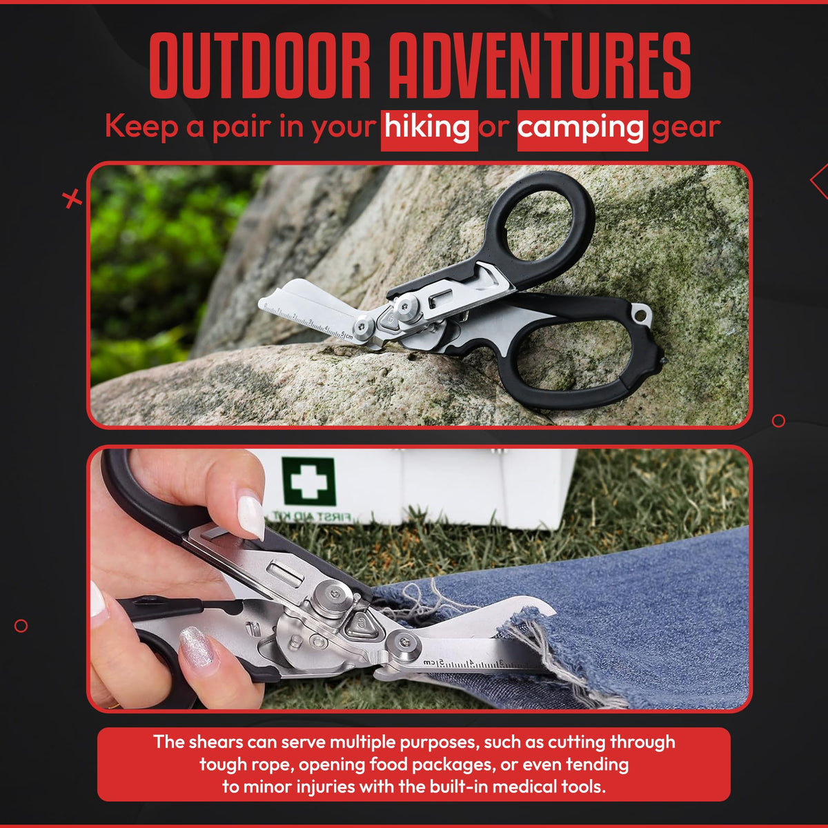 Generic trauma shears band cutter and strap cutter for versatile tasks.