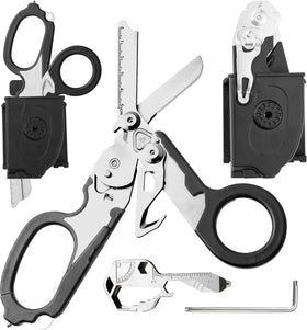 Generic heavy-duty 6-in-1 trauma shears folded compactly for pocket carry.