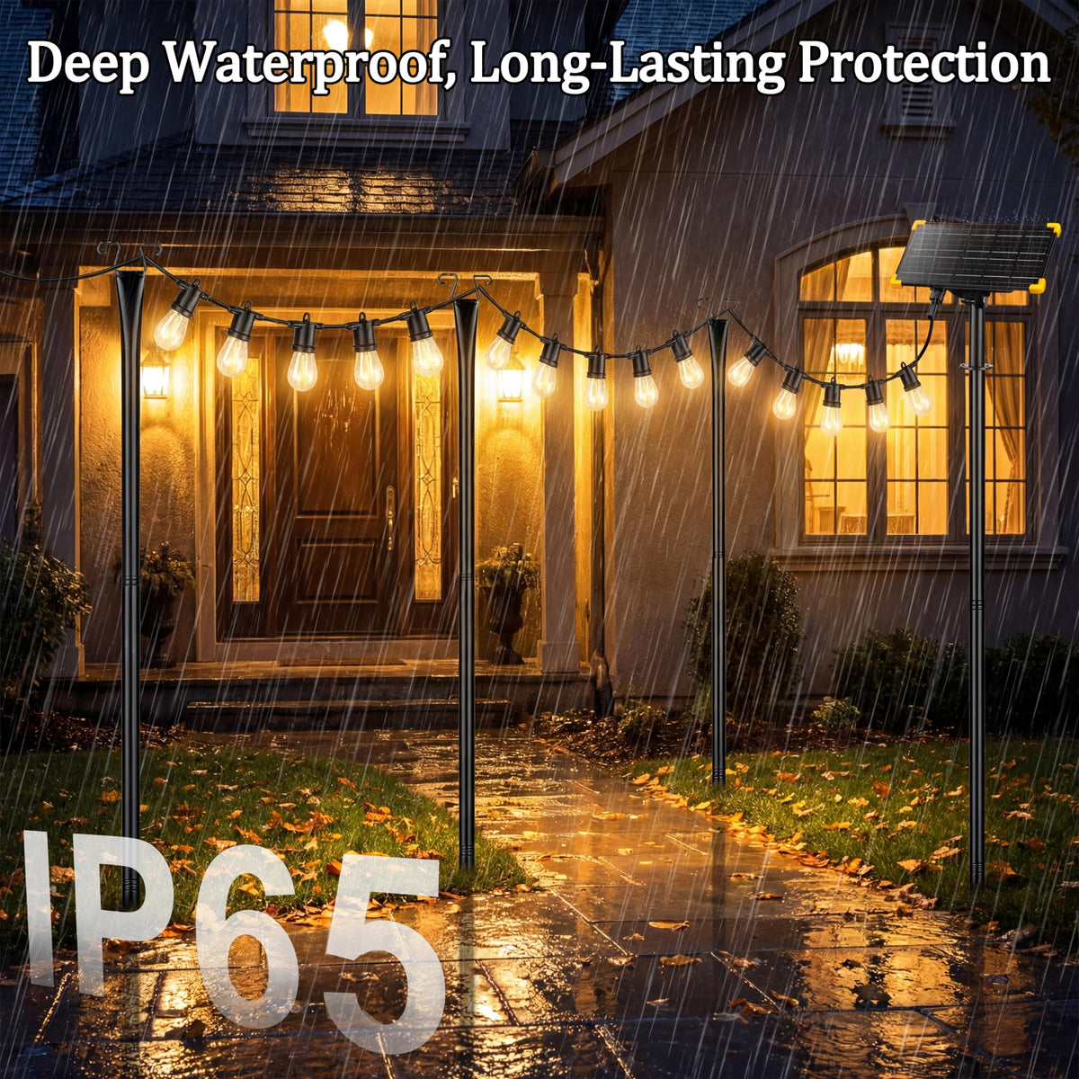 Generic heavy-duty metal poles stand firm against wind and weather.