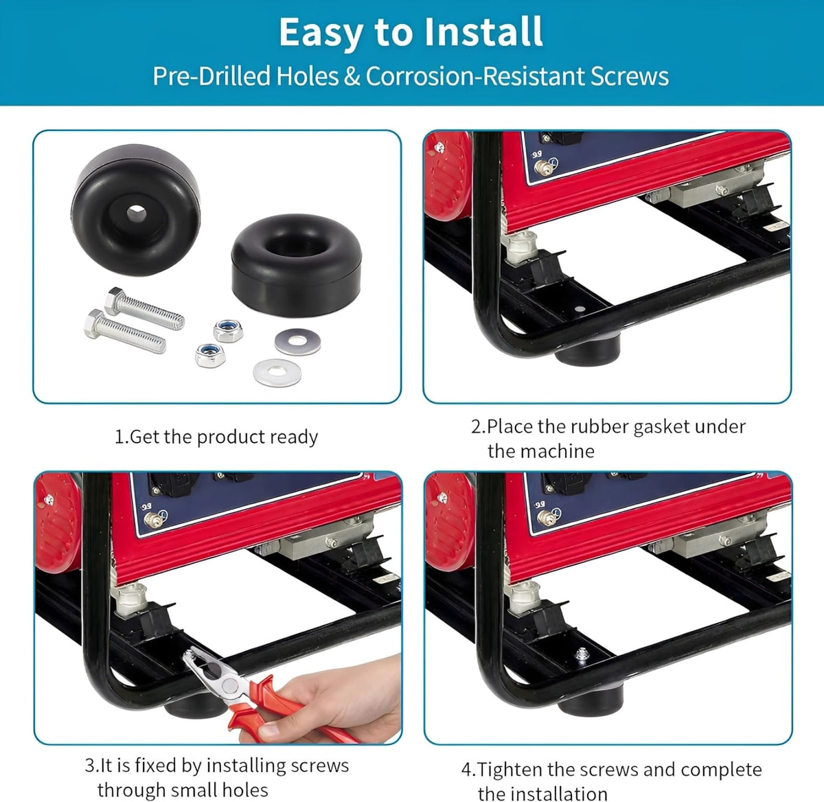 Versatile rubber feet for washing machines, usable indoors and outdoors