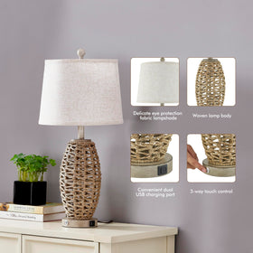 Generic farmhouse lamps include bulbs and stable base for safe placement.