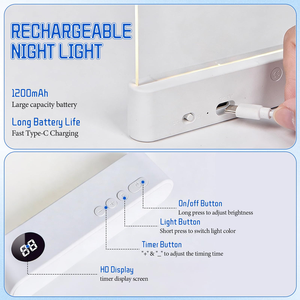 Generic LED Reading Light charges via USB for quick power-ups.