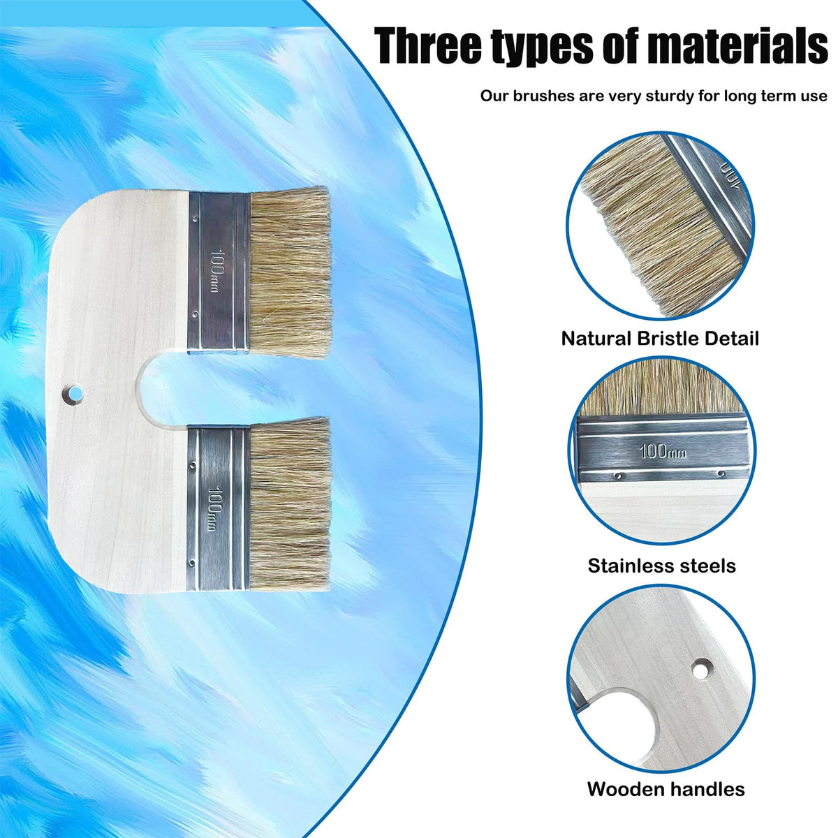 Generic limewash brush with natural bristles and steel ferrule for durable use