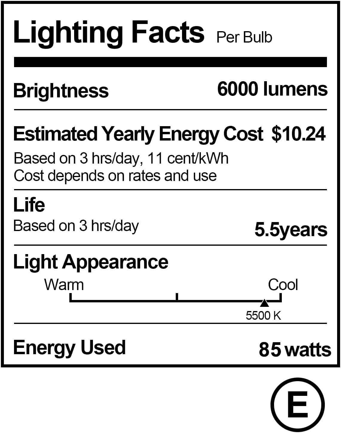 Generic long-life studio lighting bulb designed for frequent shooting sessions.