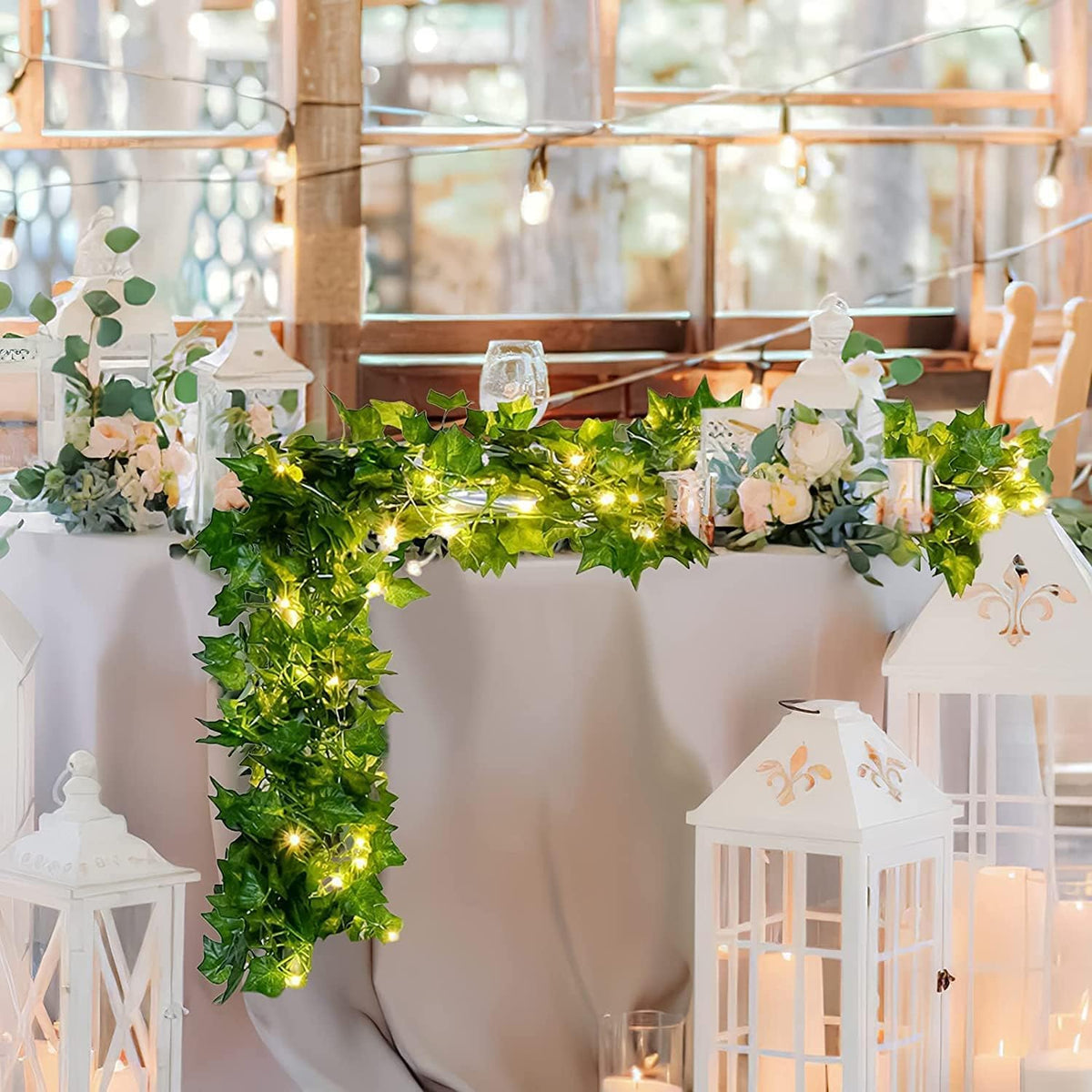 Generic maple leaf vine design light garland for events.