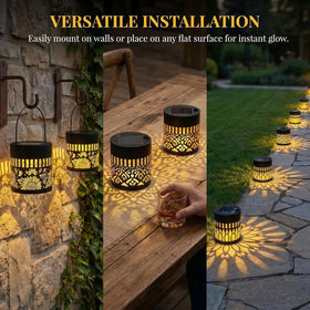 Generic Metal Mandala Lights on a wall showcase durable, upscale garden decor