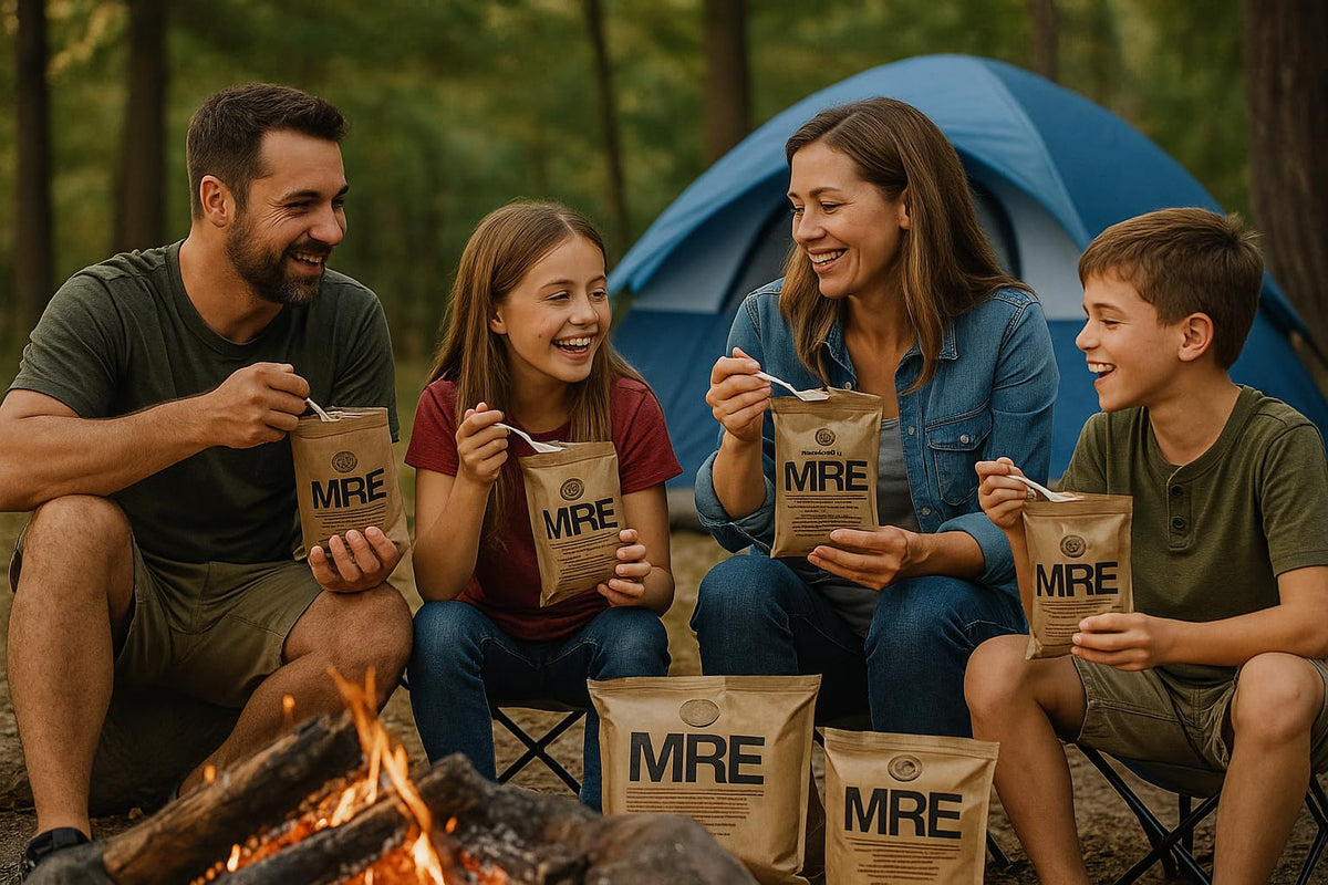 Generic MRE 4-pack stores long shelf life, ideal for emergencies.