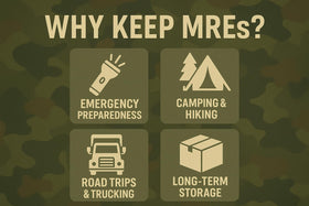 Generic MRE 4-pack variety menu options, ready for quick outdoor meals.