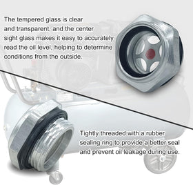 Generic oil sight glass threaded male connection for secure mounting