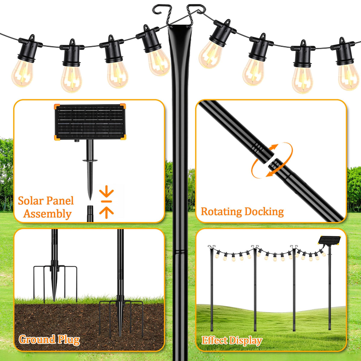 Generic string lights create cozy ambiance for patios, gardens, and weddings.