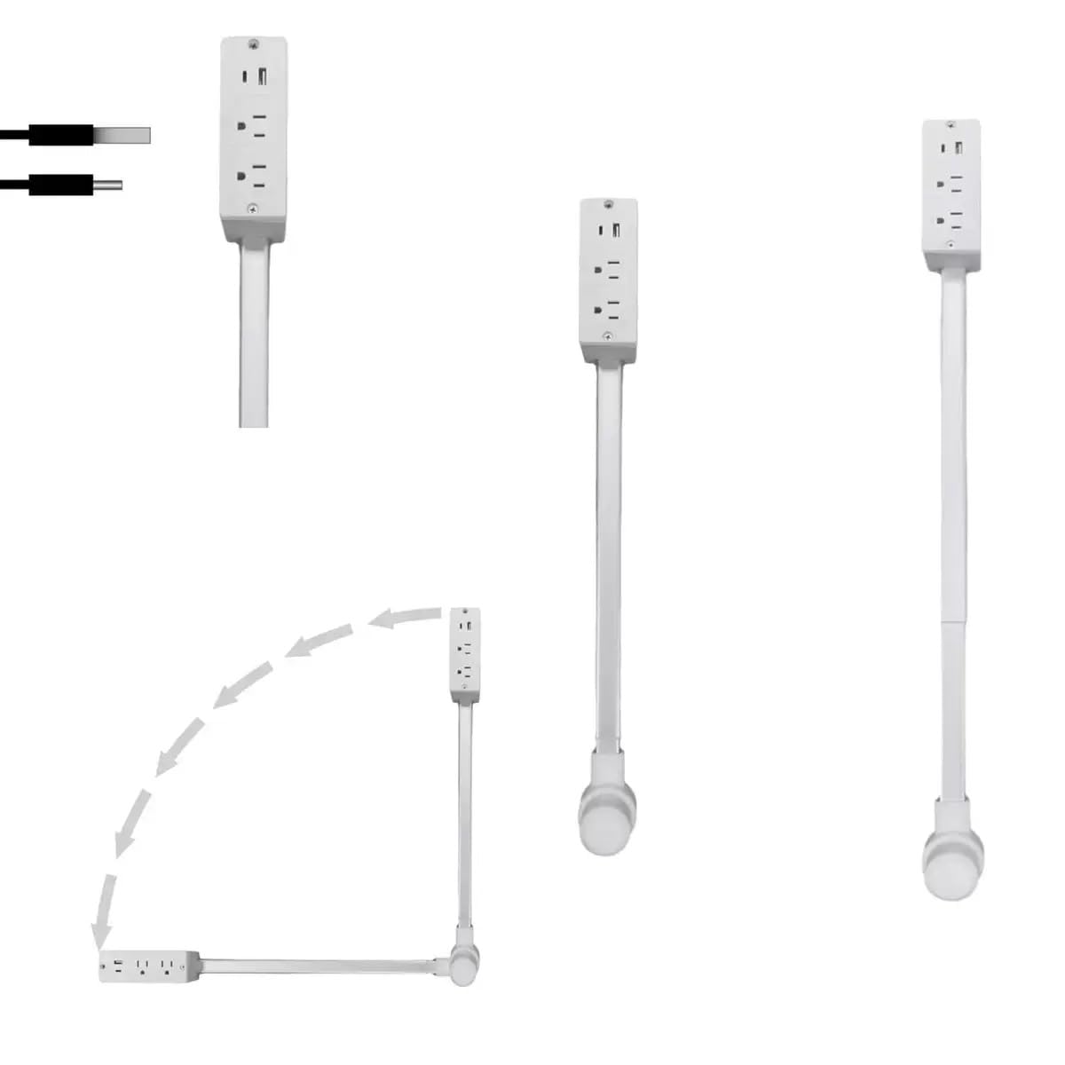 Generic Outlet Extender showing retractable length behind a sofa for tidy access to outlets