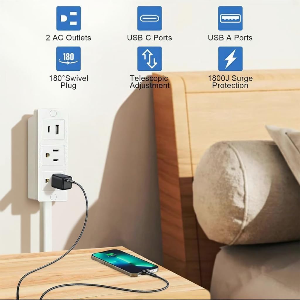 Generic Outlet Extender with surge protection for safe charging