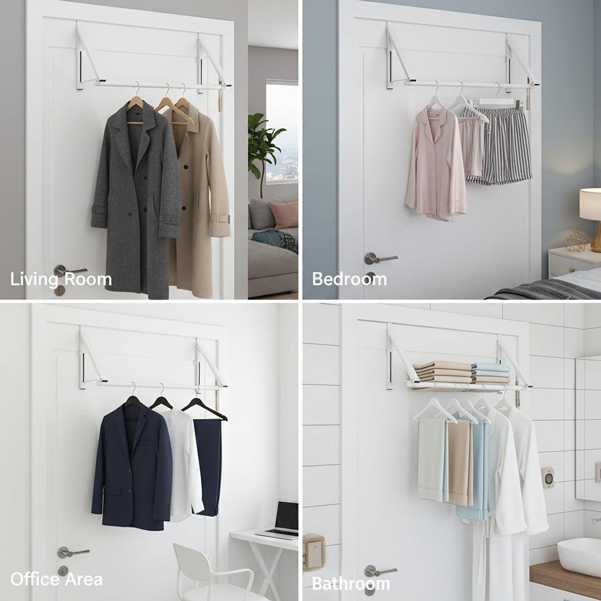 Generic Over The Door Hanger Rack holds up to 66 lbs for reliable drying.