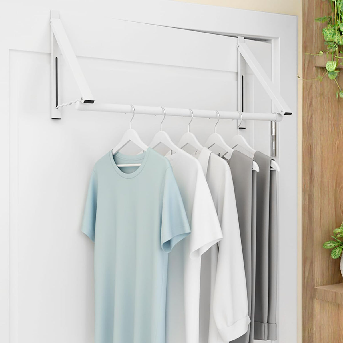 Generic Over The Door Hanger Rack foldable design saves space in small rooms.