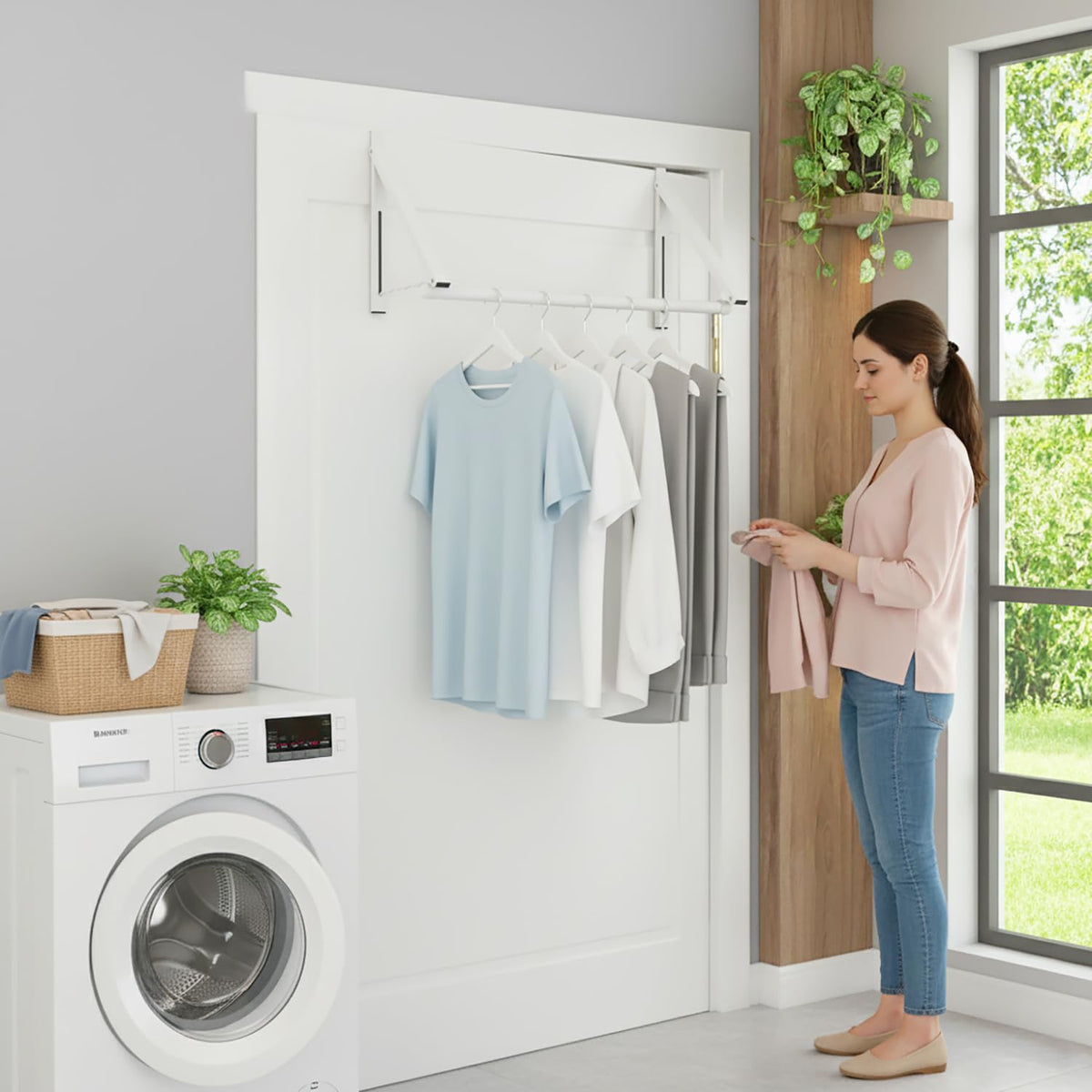 Generic Over The Door Hanger Rack features strong steel and rust-resistant finish.