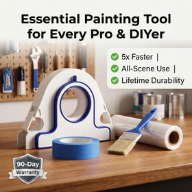 Generic Painters Tape Applicator applied along baseboards and windows for clean lines.