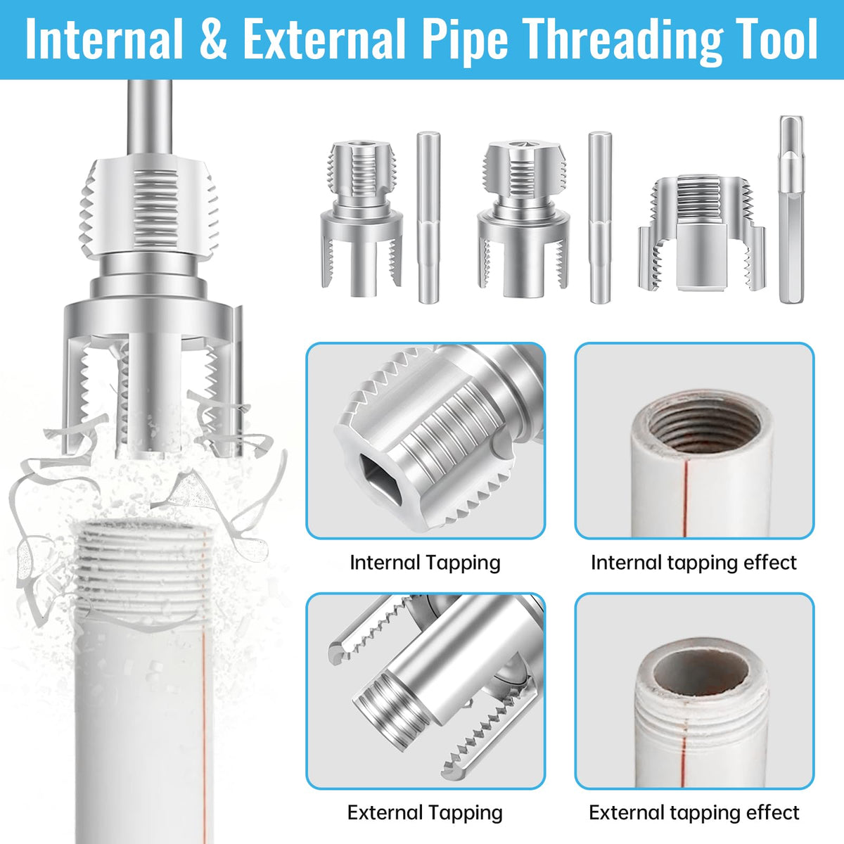 Generic pipe threader universal drill compatibility fits cordless or corded drills