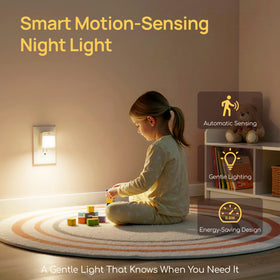 Generic dusk-to-dawn night light shown in hallway setup