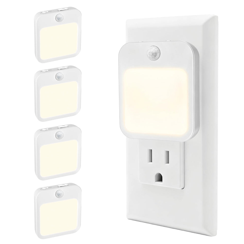 Generic plug-in night light with motion sensor illuminates hallways safely.