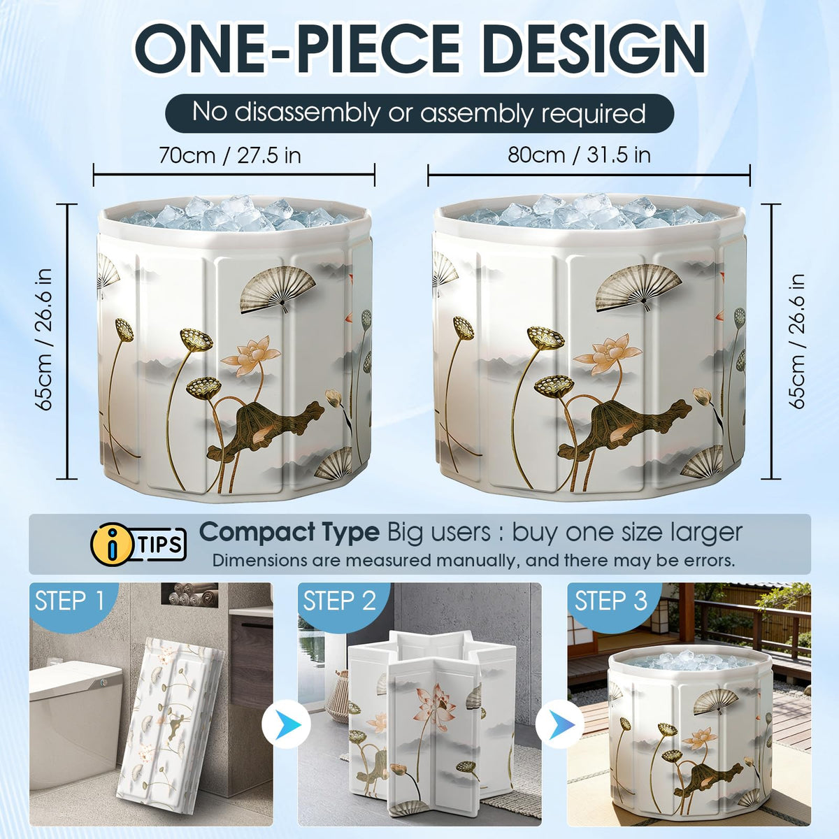 Generic Portable Bathtub dual-drain-system enables fast, complete water release.