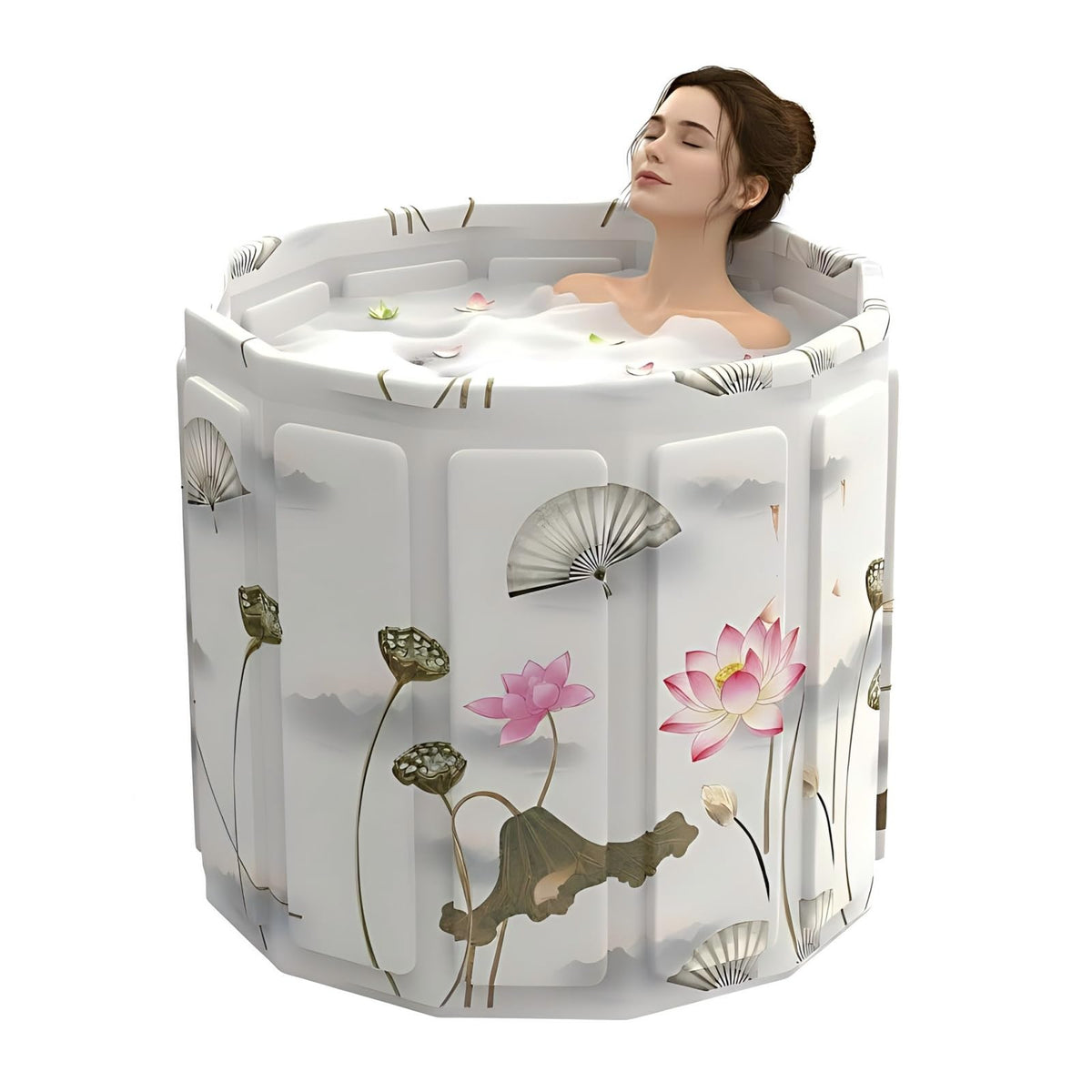 Generic Portable Bathtub folded-compact-storage shows space-saving design for small spaces.