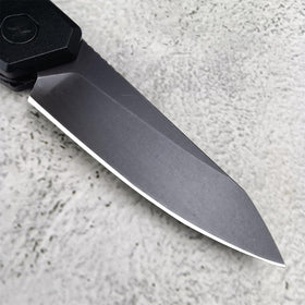 Generic push button lock knife deep carry clip enables discreet carry.