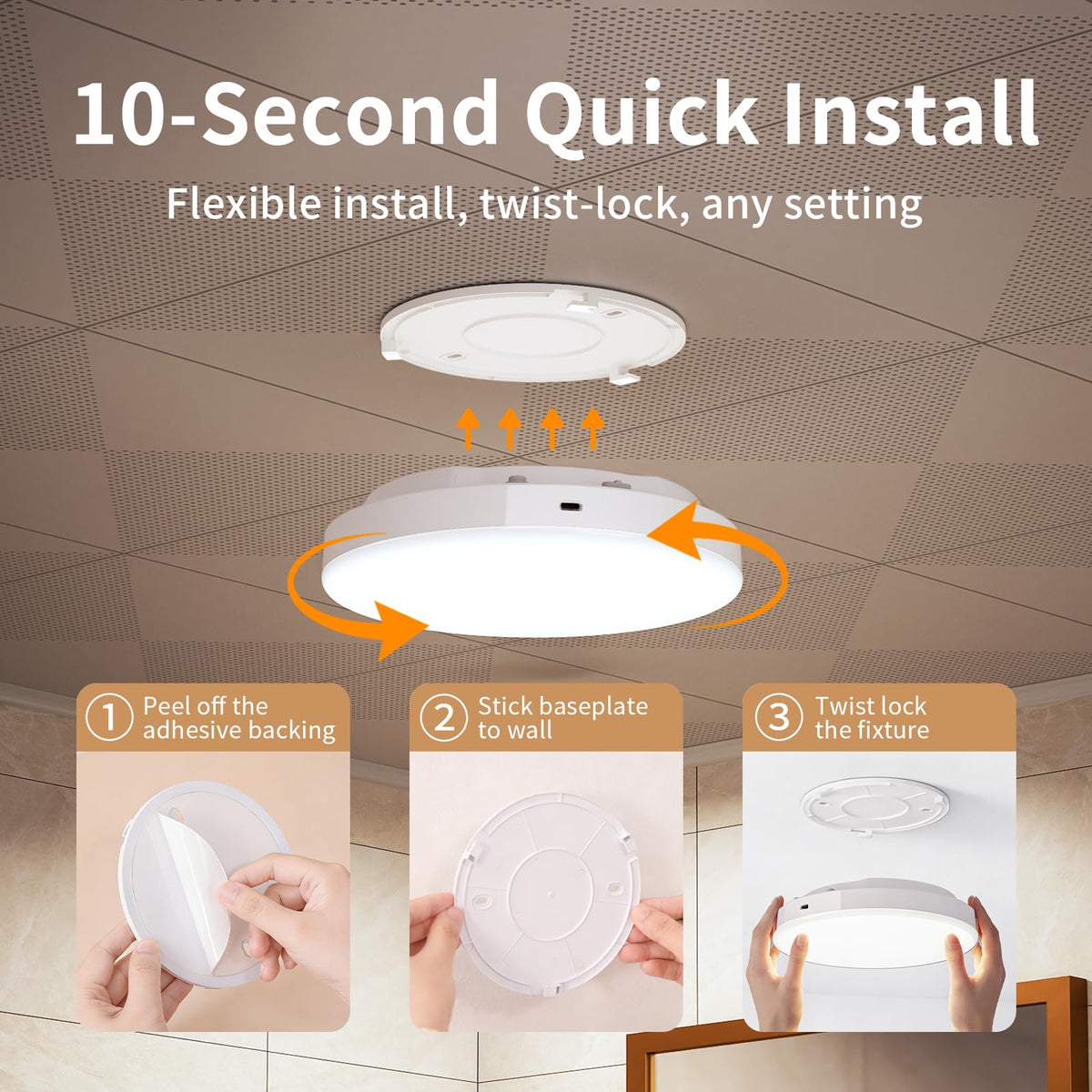 Generic radar motion sensor ceiling light detects movement for hands-free illumination