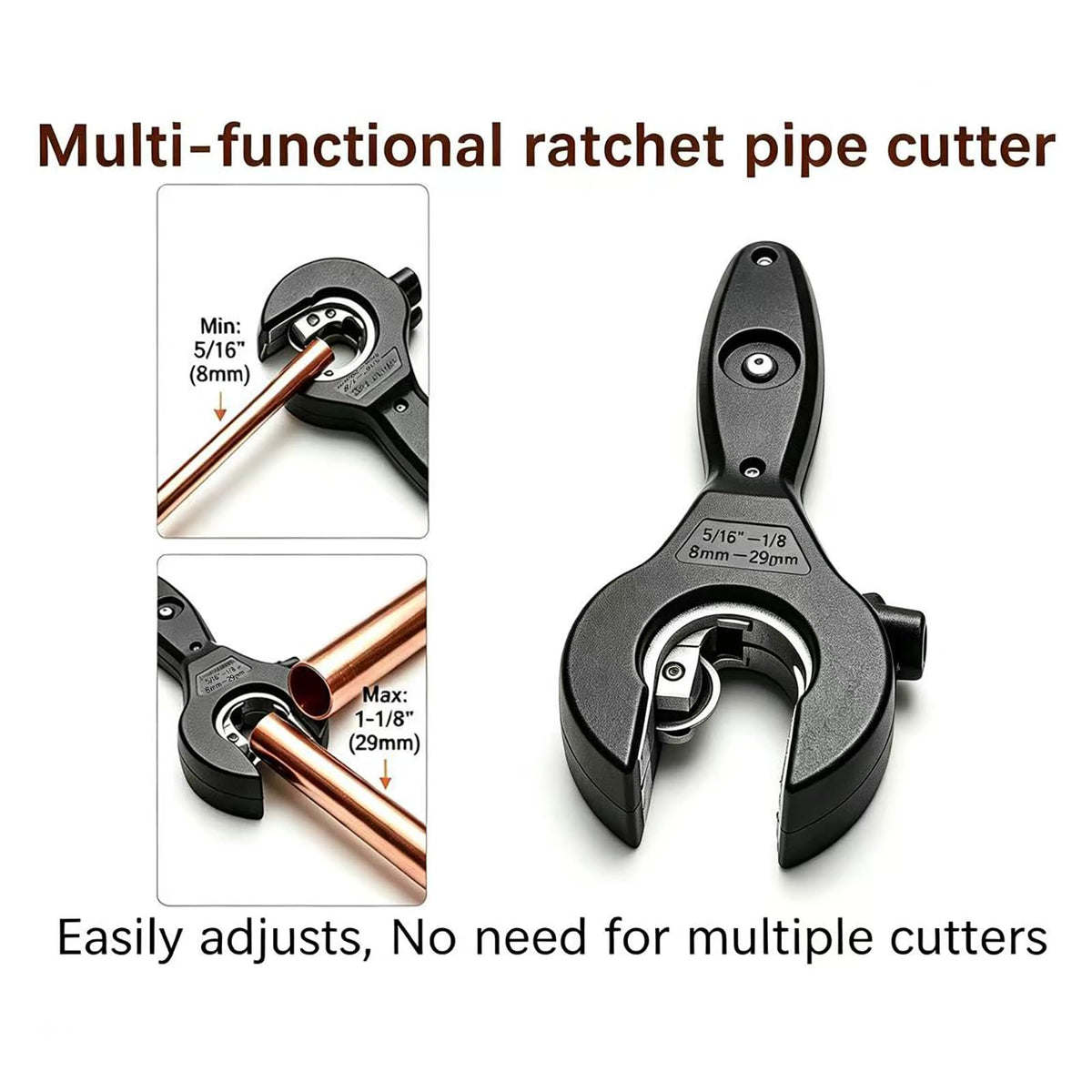 One-handed use of Generic Ratchet Tubing Cutter near a wall