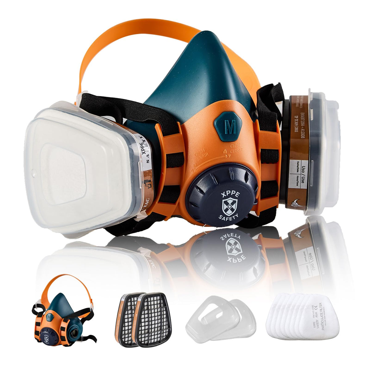 Generic half-face mask with silicone seal for dust and fumes protection.