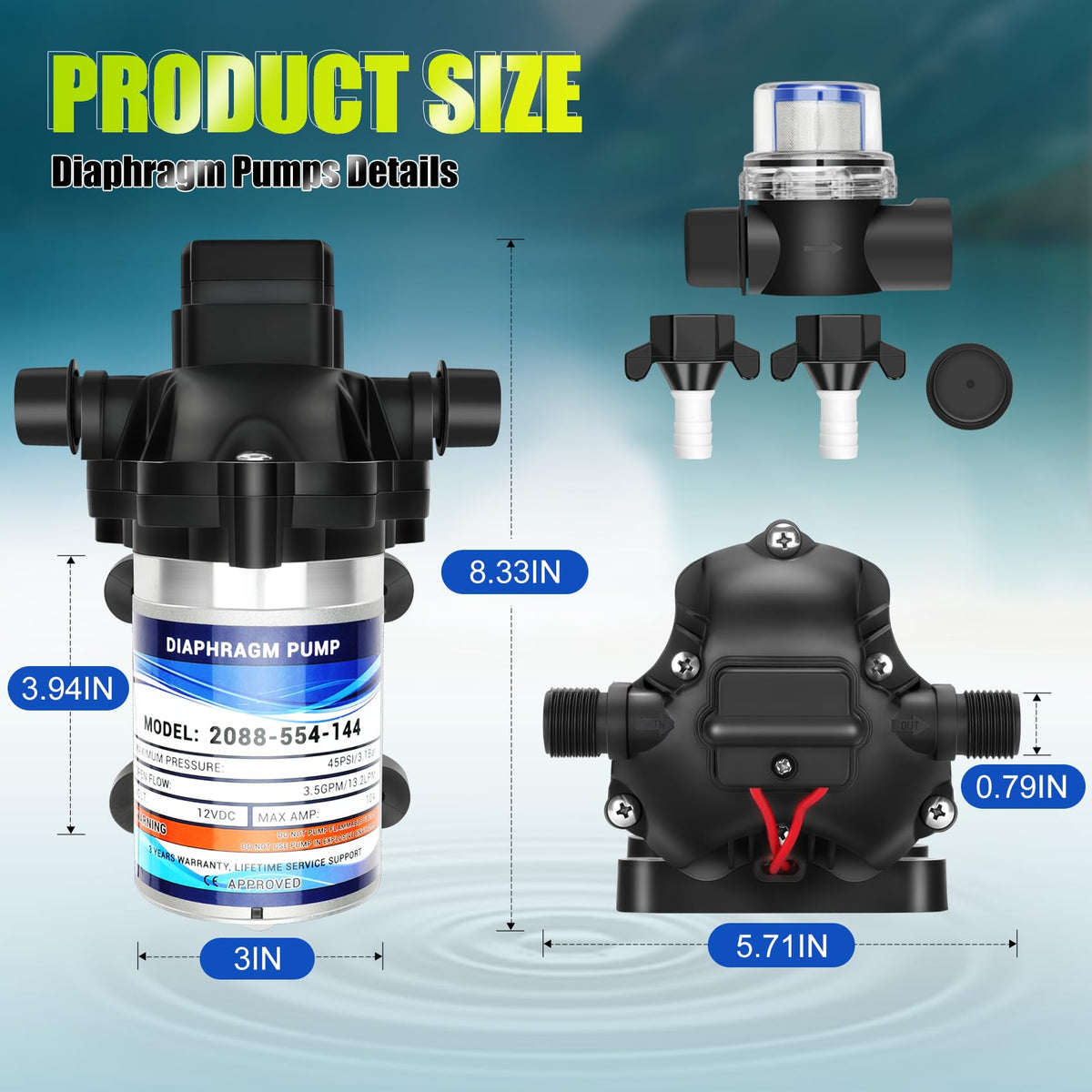 Generic RV water pump compact design photo underlines space-saving installation