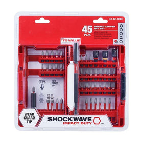 Generic Shockwave 45-piece Bit Set durability visuals show wear resistance and optimized torque handling