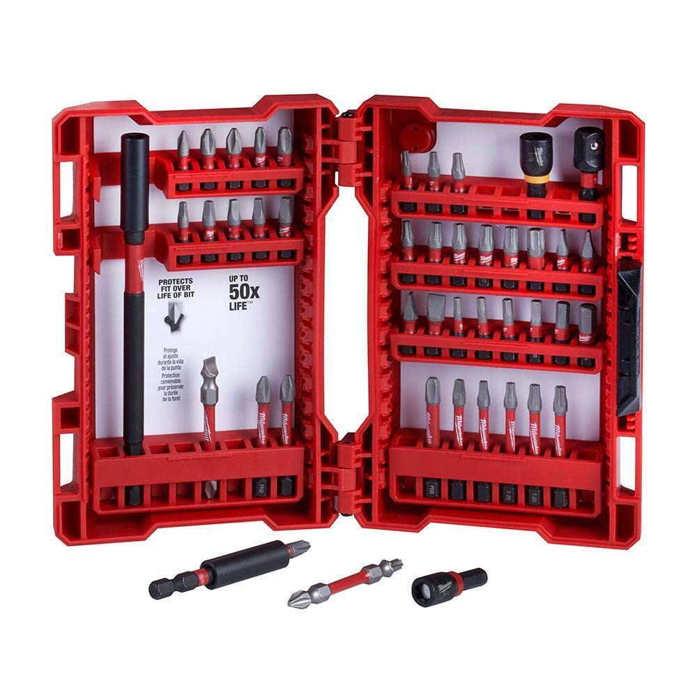Generic Shockwave 45-piece Bit Set packaging shows organized storage for quick project setup
