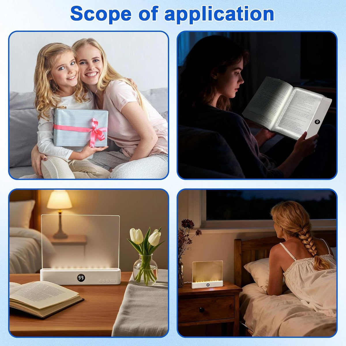 Generic Smart Led Reading Light flat panel design fits any desk setup.