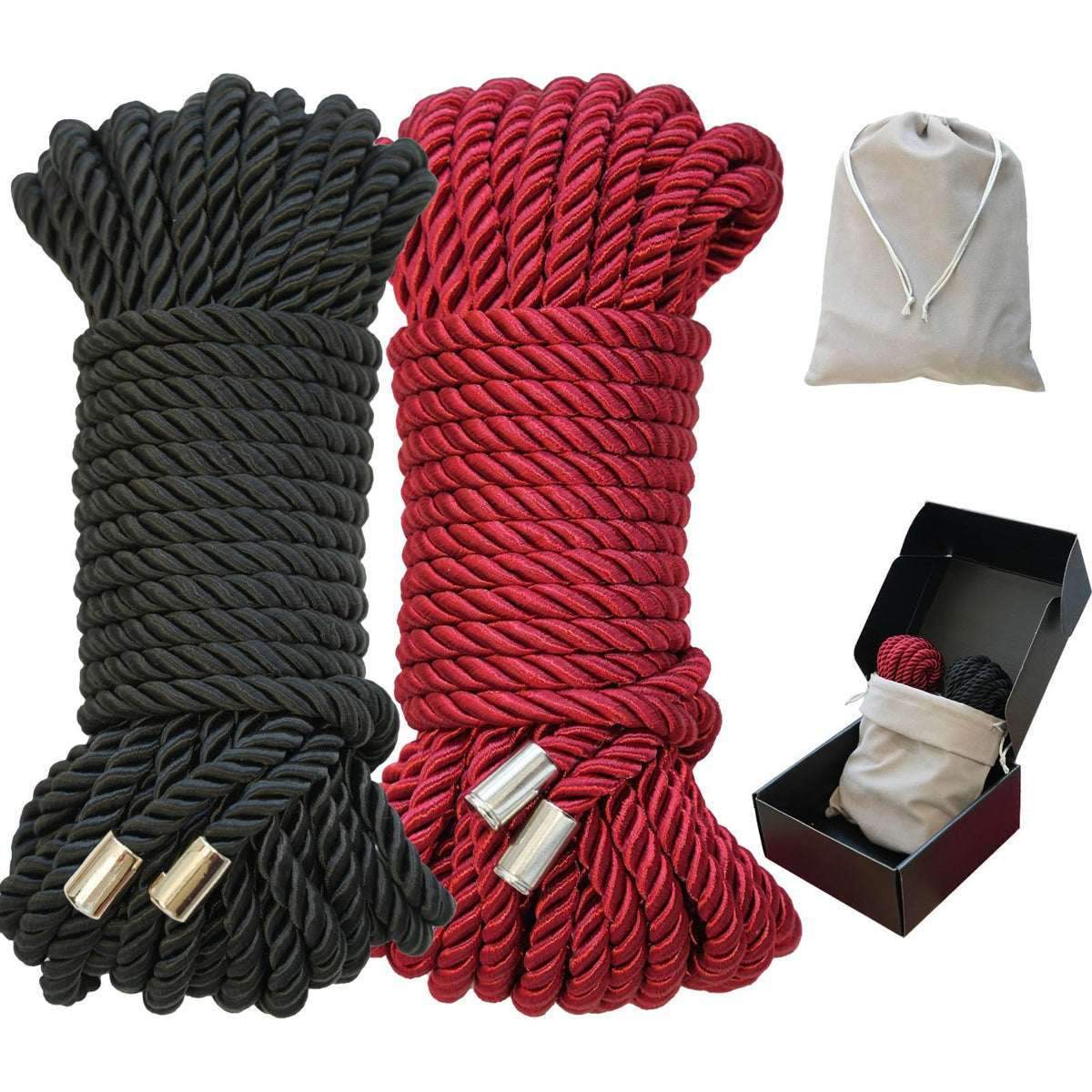 Generic Soft Silk Rope 8mm black close-up showing smooth, skin-friendly texture for crafts.