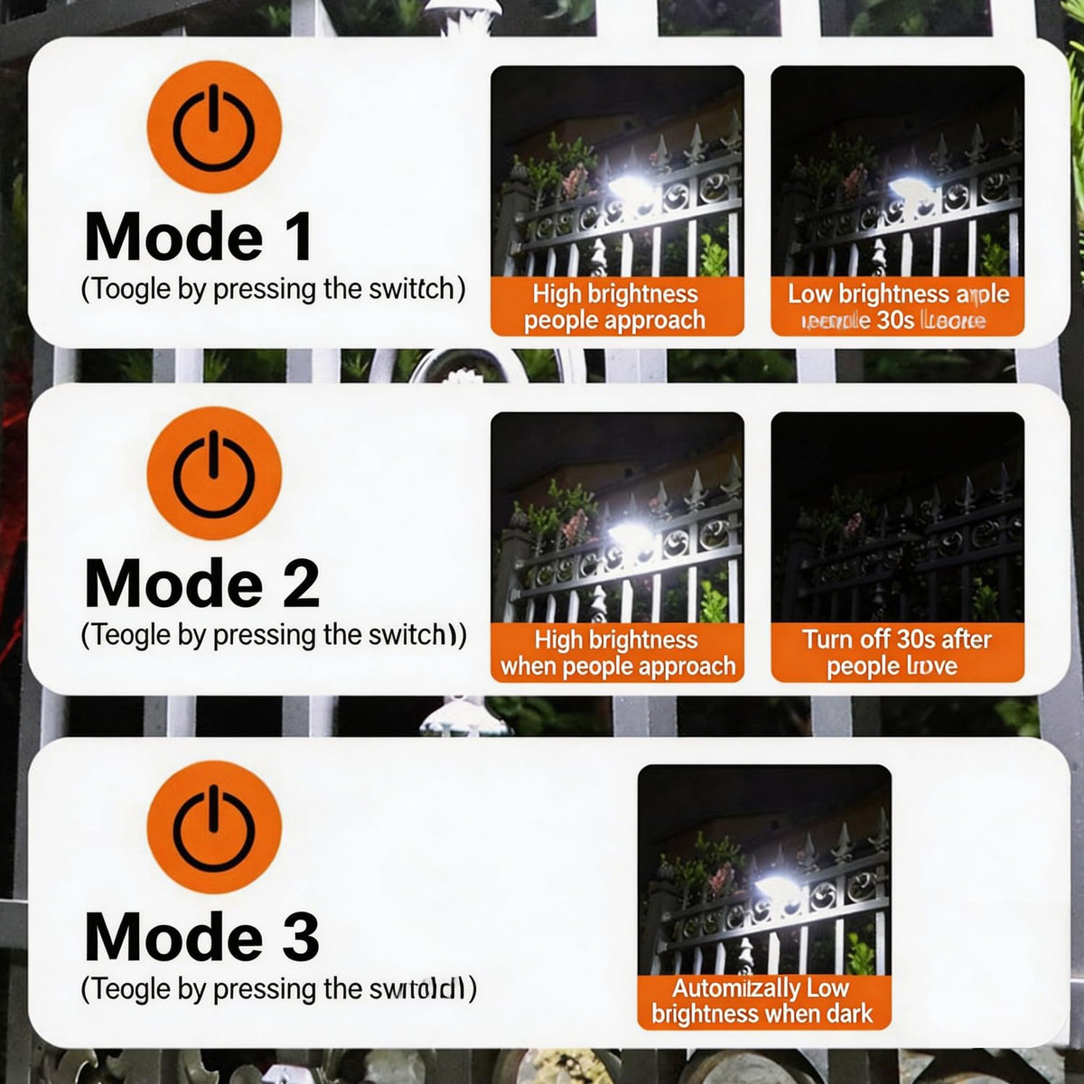 Generic Solar Clip Light dusk to night illumination over patio seating.